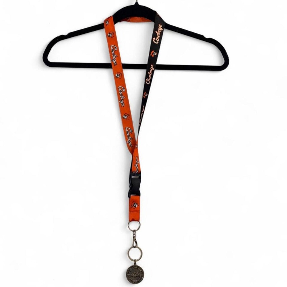 Oklahoma State University OSU Alumni Lanyard Pistol Pete Keychain Orange Black
